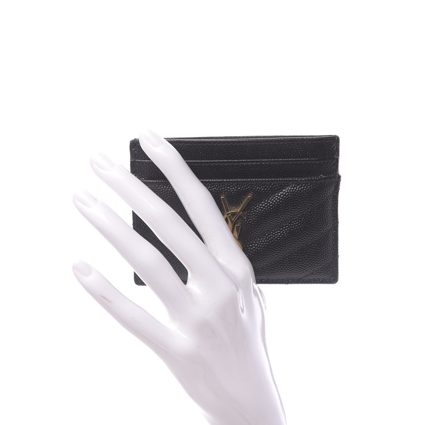 Grain De Poudre Matelasse Chevron Monogram Credit Card Case Black