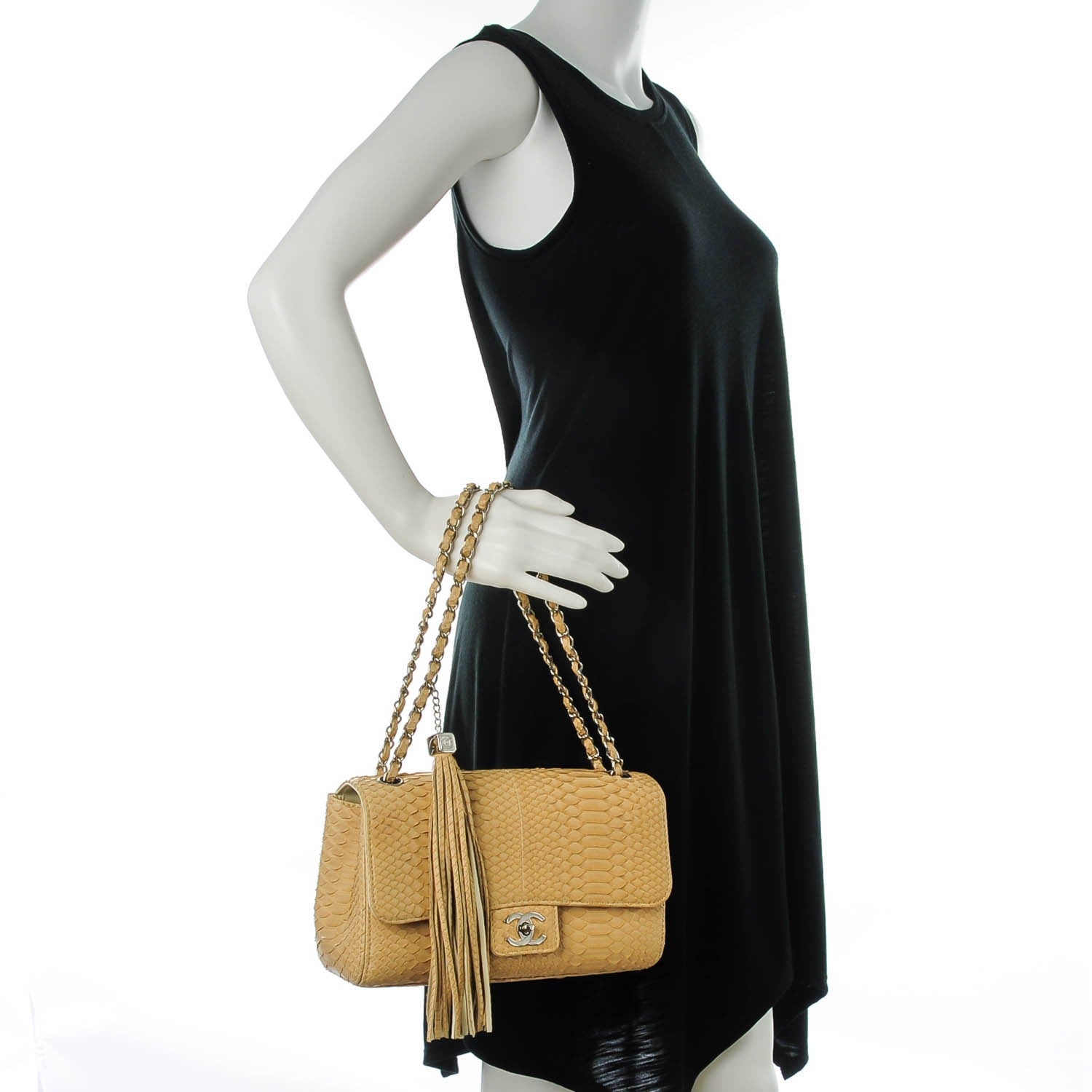Chanel Python Medium Soho Tassel Flap Beige 2 of 7