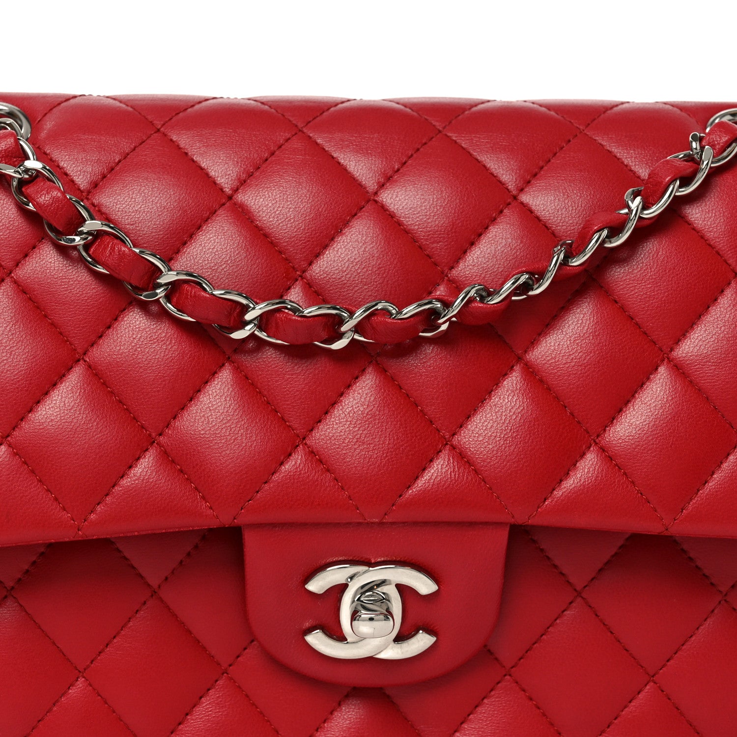 Chanel Lambskin Quilted Medium Double Flap Red 8 of 10