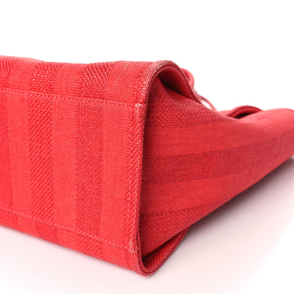 Chanel Straw Raffia Calfskin Striped Medium Deauville Tote Red 10 of 12