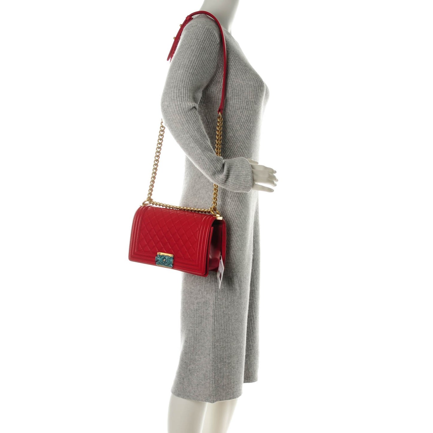 Lambskin Quilted Medium Boy Flap Red