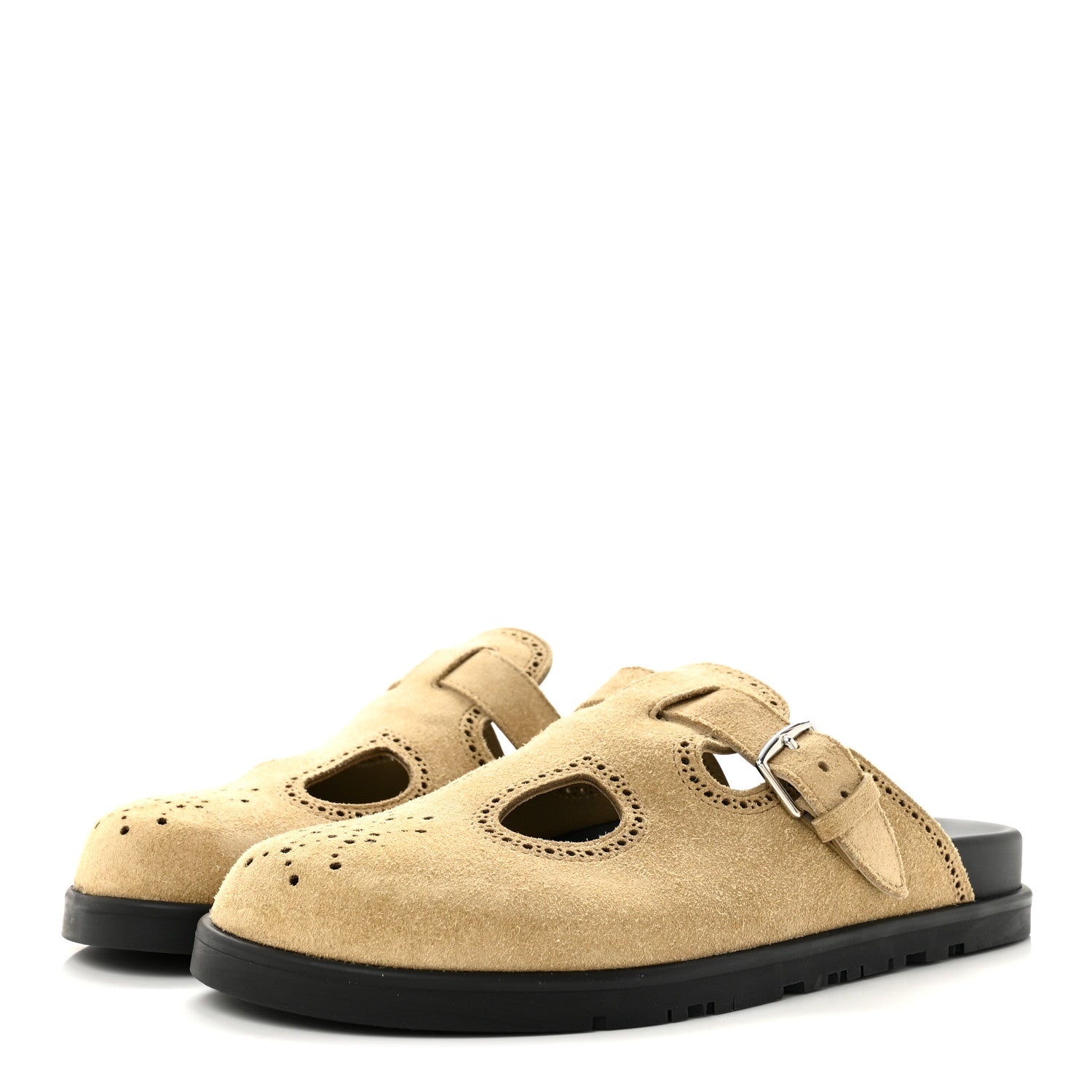 Hermes Suede Calfskin Monk Mules 36 Beige Albatre 4 of 10