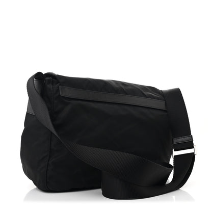Prada Tessuto Nylon Saffiano Double Buckle Messenger Shoulder Bag Black 3 of 11