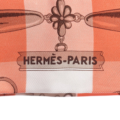 Hermes Silk Mors Et Gourmettes Vichy Twilly Saumon Citron Blanc 5 of 5