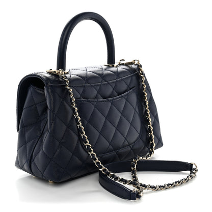 Chanel Caviar Quilted Mini Coco Handle Flap Navy Blue 3 of 11