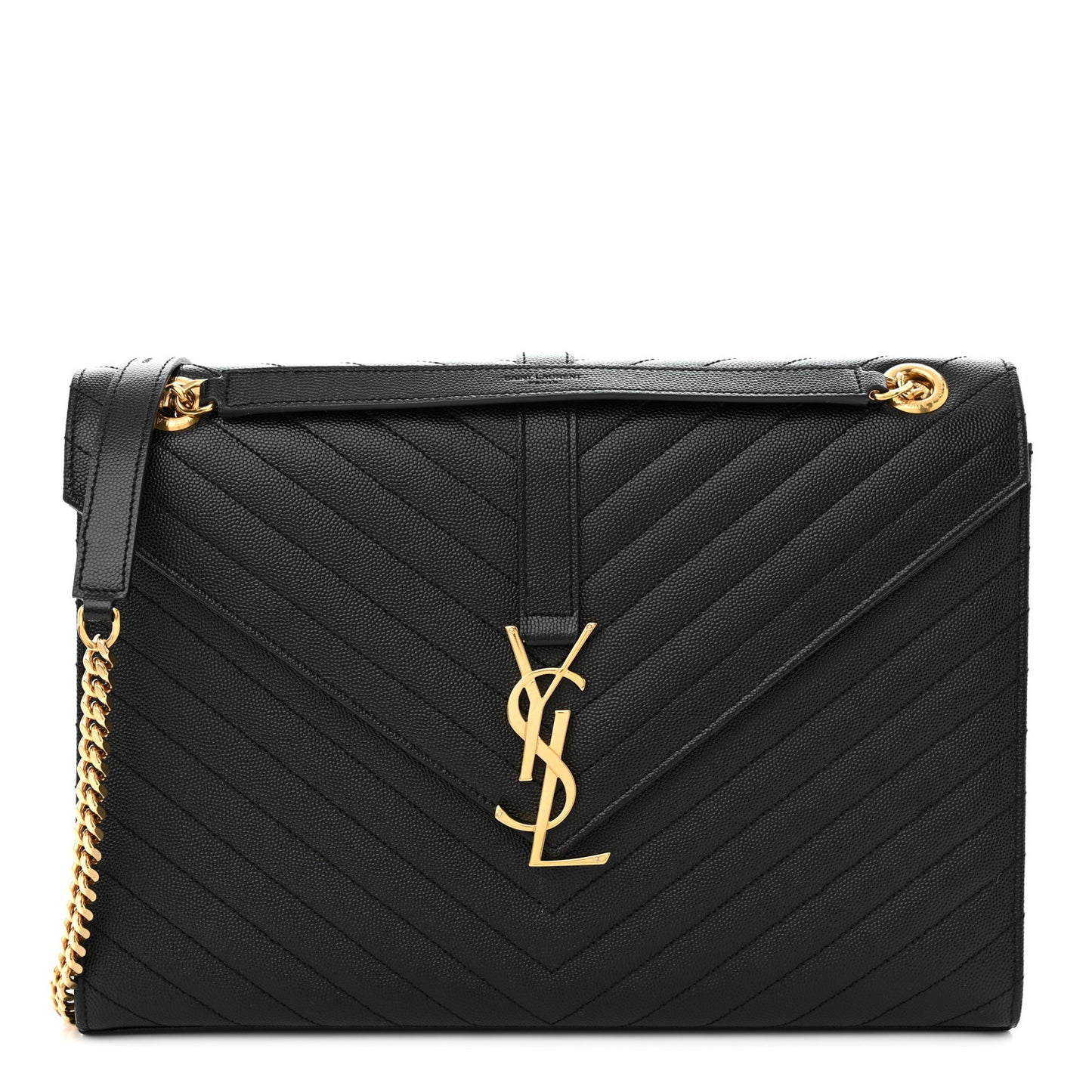 Grain De Poudre Matelasse Chevron Large Monogram Satchel Black