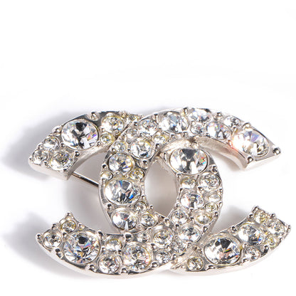 Chanel Swarovski Crystal CC Brooch Silver 1 of 5