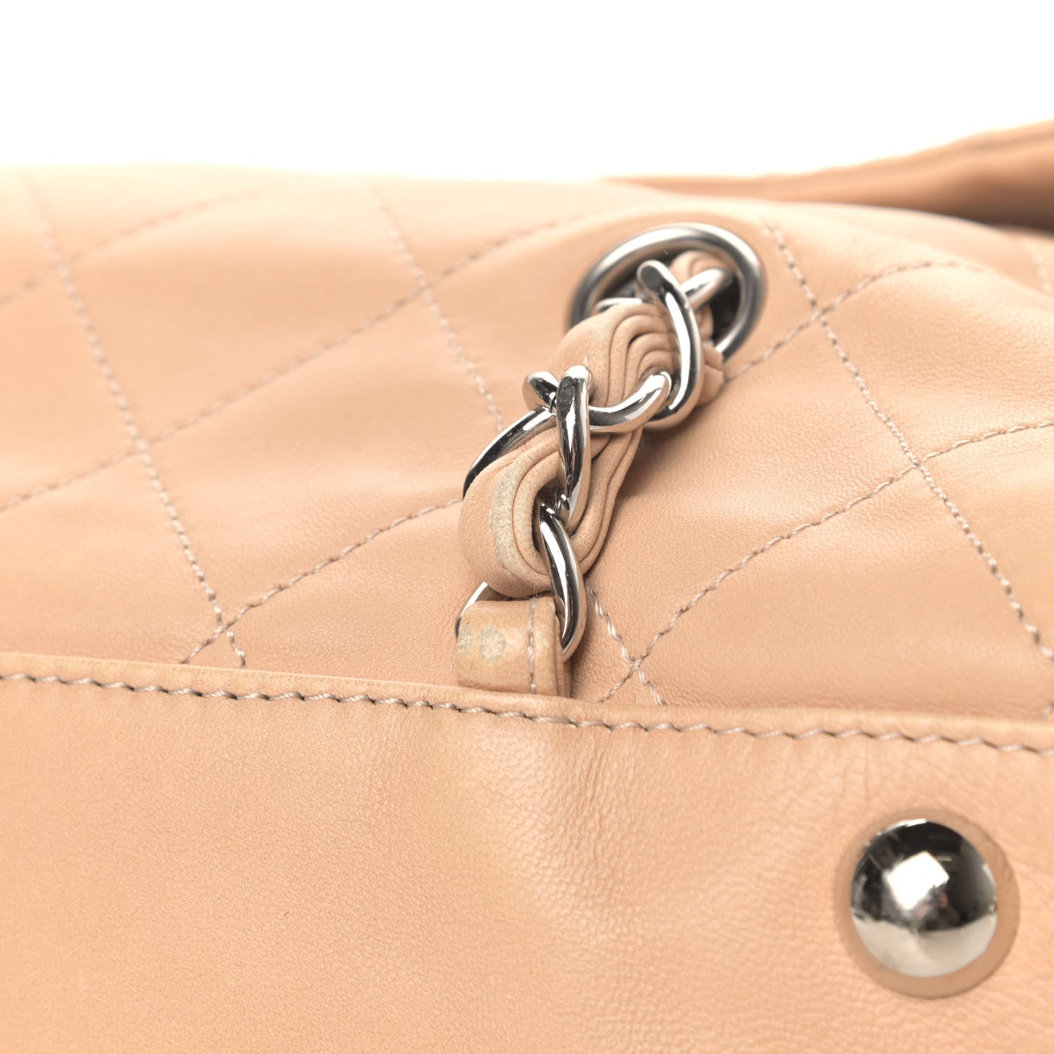 Chanel Lambskin Quilted Medium Chain Around Tote Beige 7 of 9