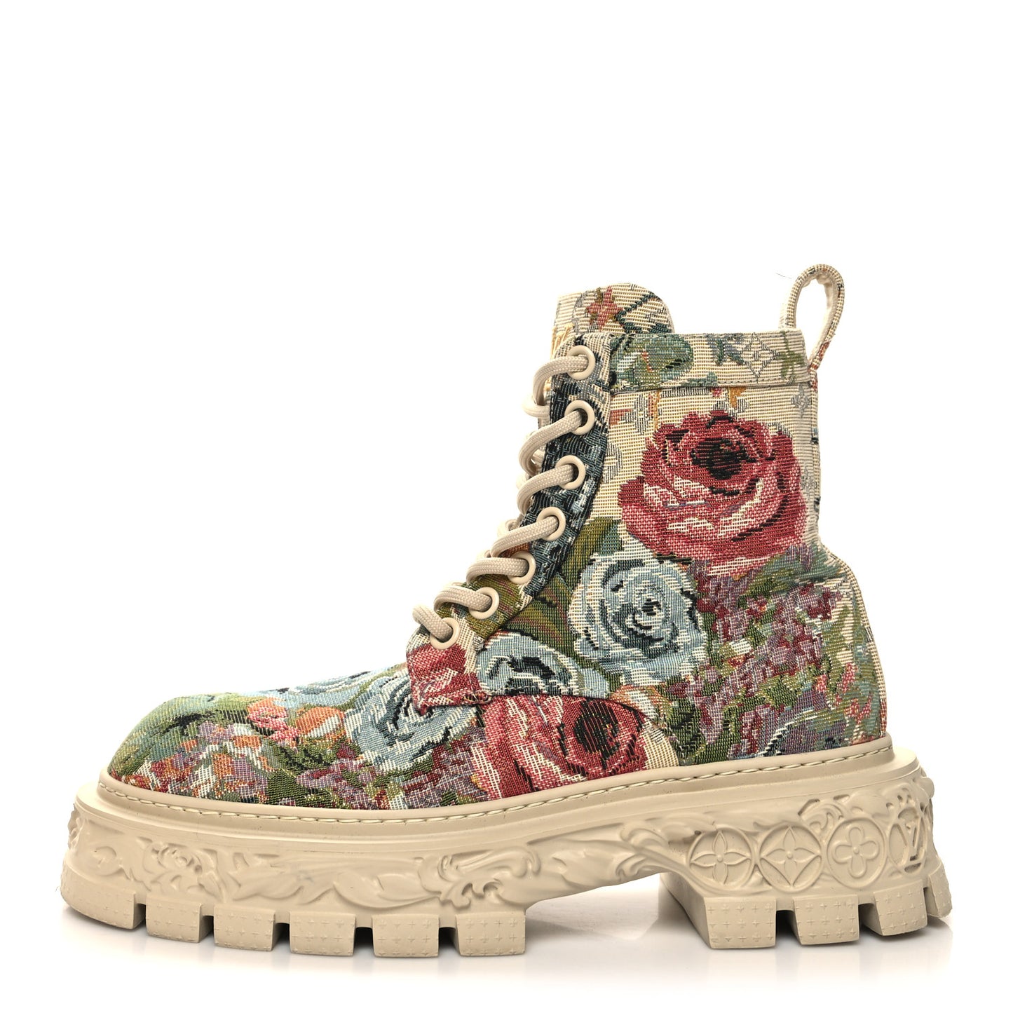 Canvas LV Baroque Ranger Floral Boots 8.5 Beige