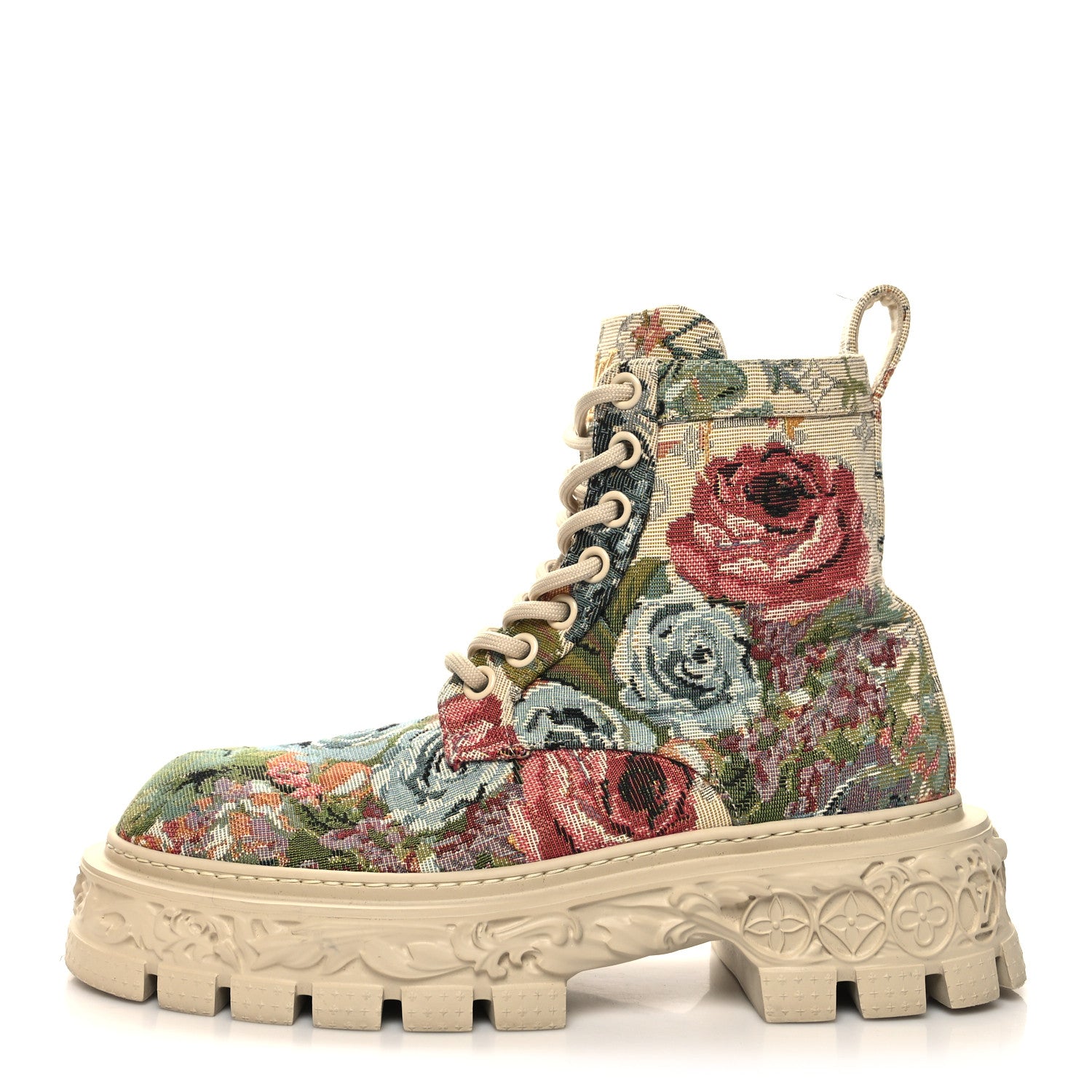 Louis Vuitton Canvas LV Baroque Ranger Floral Boots 8.5 Beige 1 of 8