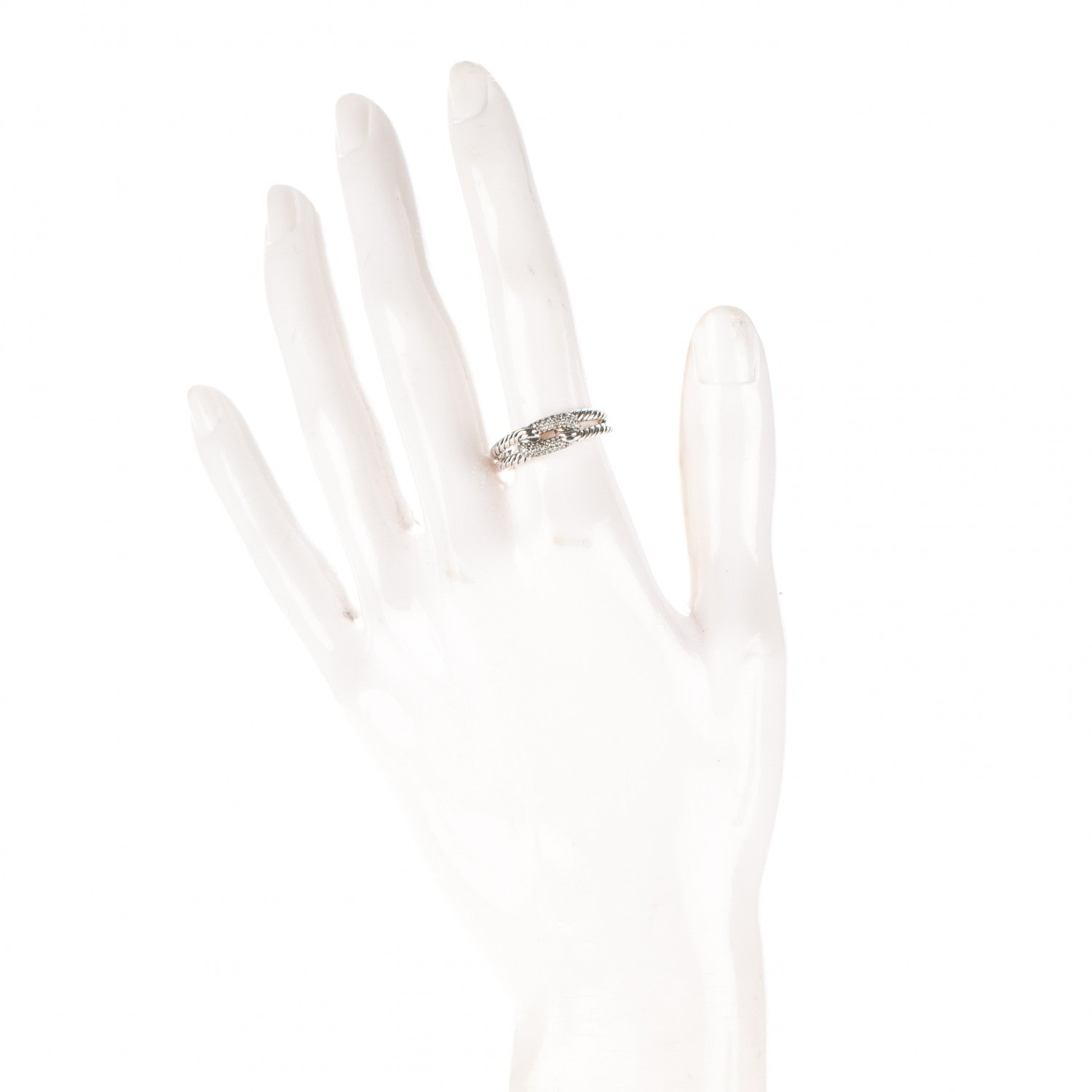 David Yurman Sterling Silver Diamond Petite Loop Labyrinth Ring 54 7 2 of 5