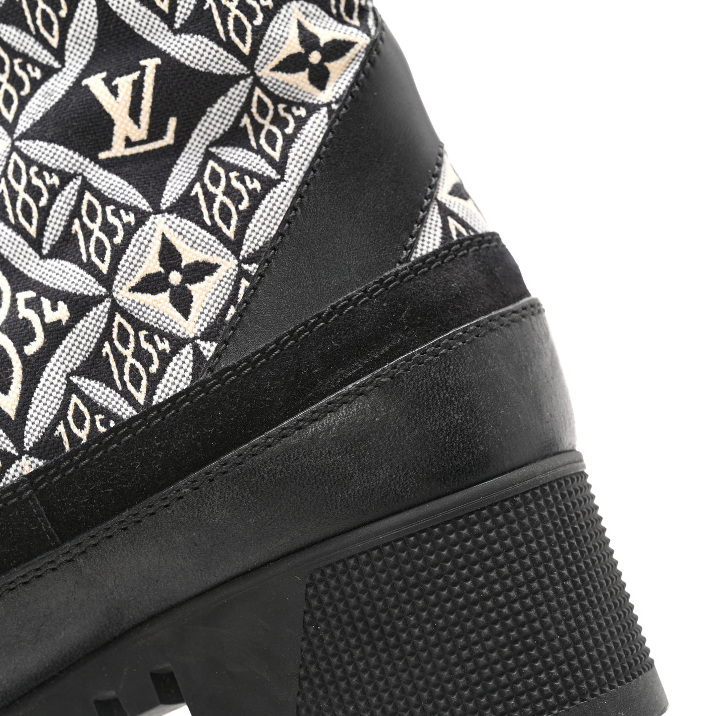 Suede Calfskin Jacquard Since 1854 Laureate Platform Desert Boots 40 Black