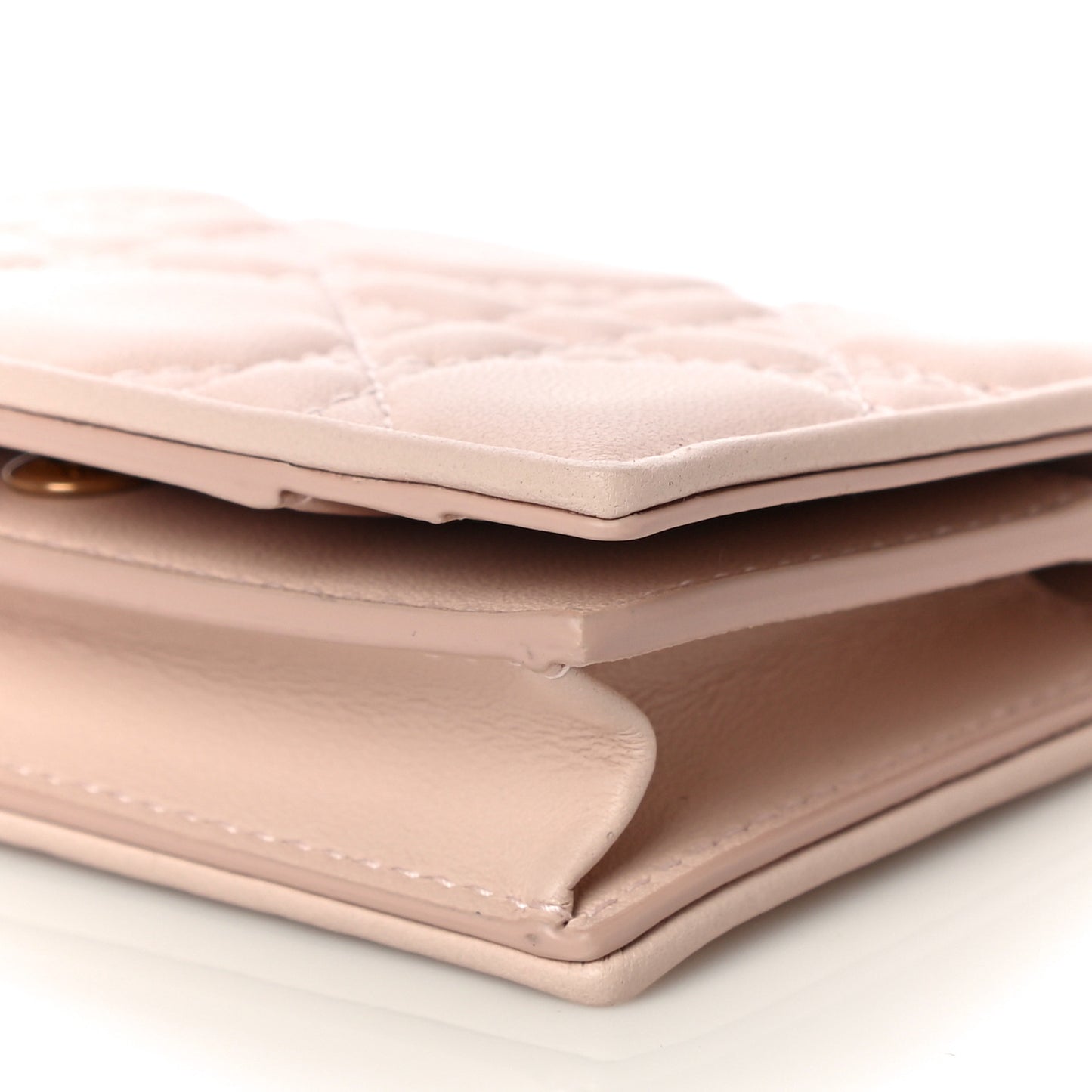 Lambskin Cannage Small Lady Dior Flap Card Holder Light Pink