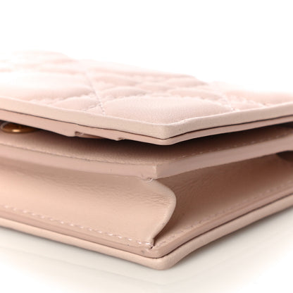 Christian Dior Lambskin Cannage Small Lady Dior Flap Card Holder Light Pink 5 of 10