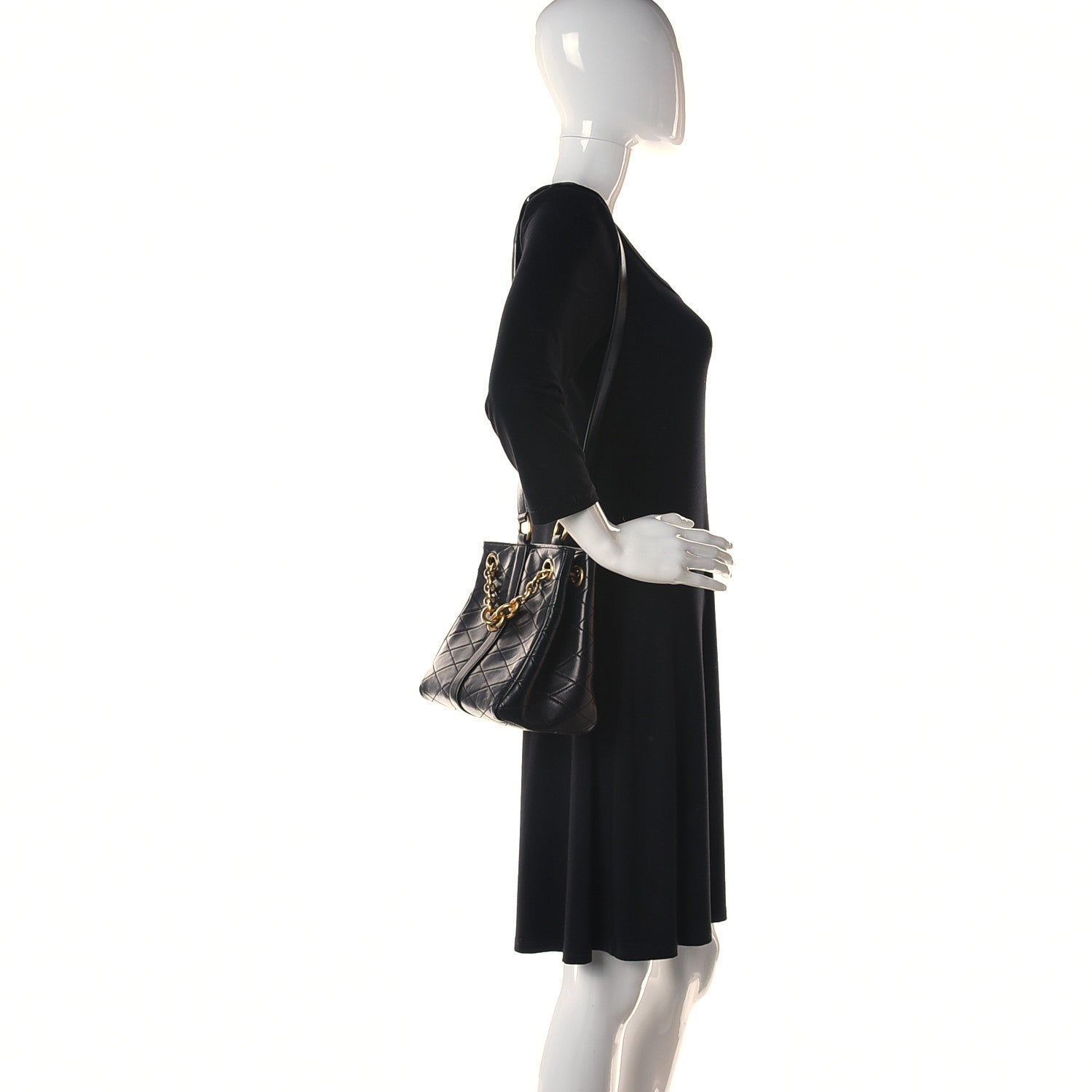 Saint Laurent Lambskin Quilted Mini Le Maillon Bucket Bag Black 2 of 12
