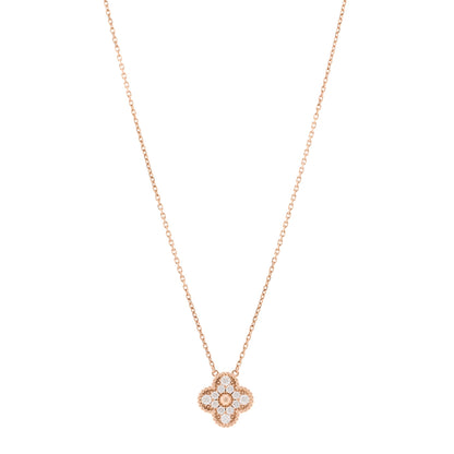 Van Cleef & Arpels 18K Rose Gold Diamond Vintage Alhambra Pendant Necklace 1 of 5