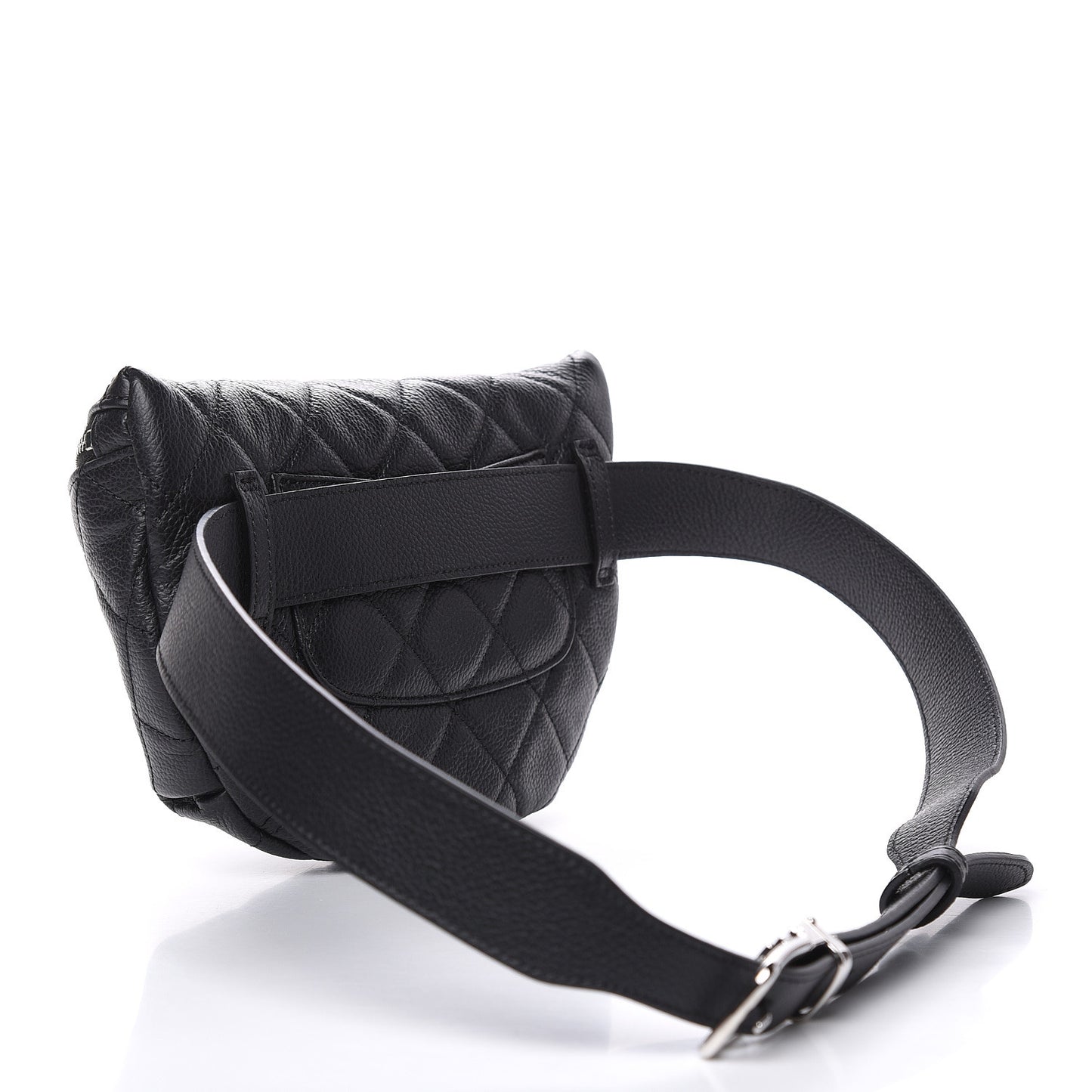 Grained Calfskin Quilted Waist Belt Bag Black