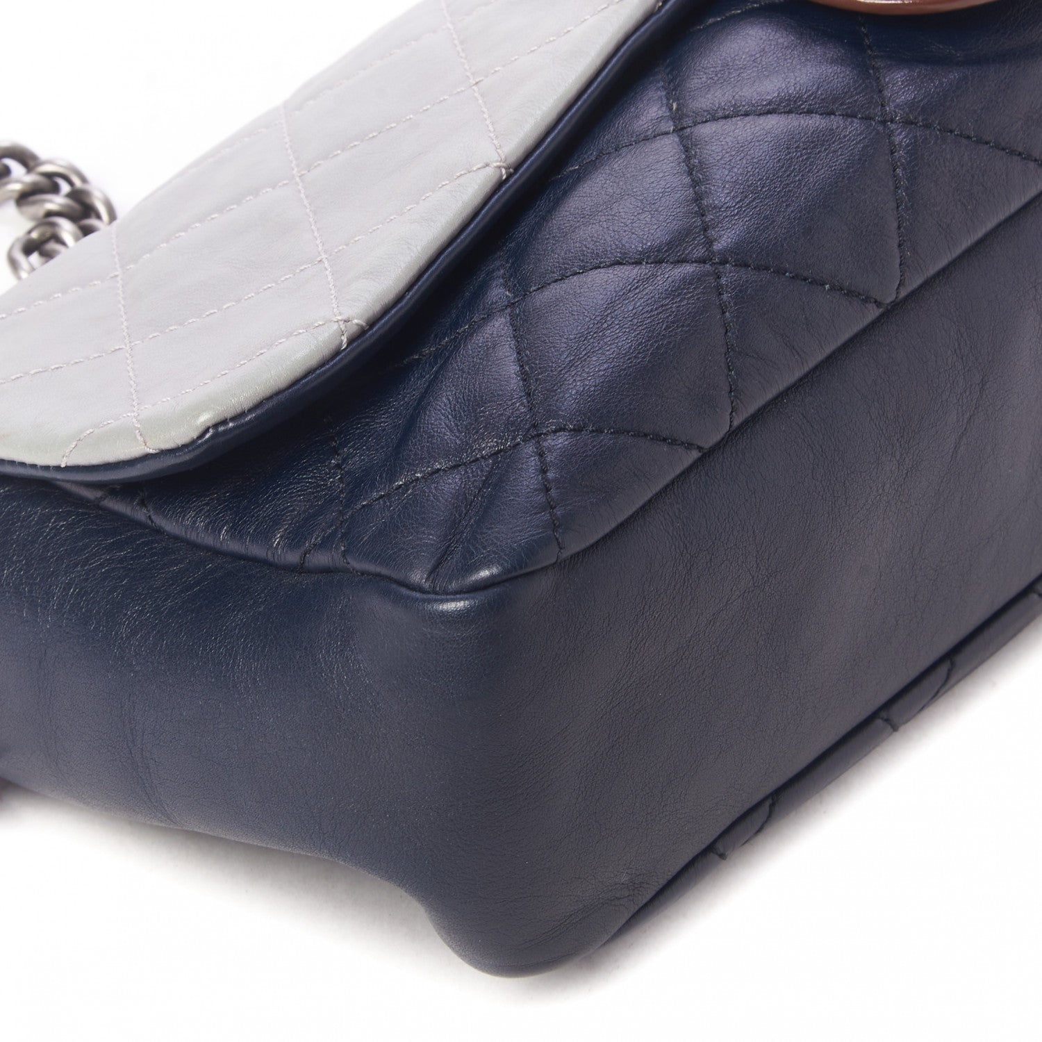 Chanel Iridescent Calfskin Tri-Color Country Chic Flap Navy Blue 5 of 9