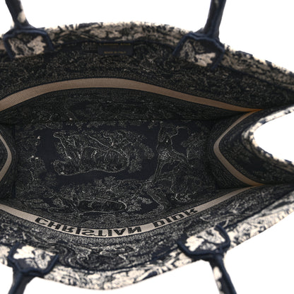 Christian Dior Canvas Embroidered Large Dioriviera Toile De Jouy Reverse Book Tote Blue 5 of 10