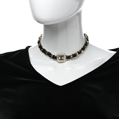 Chanel Metal Lambskin CC Square Choker Gold Black White 2 of 7