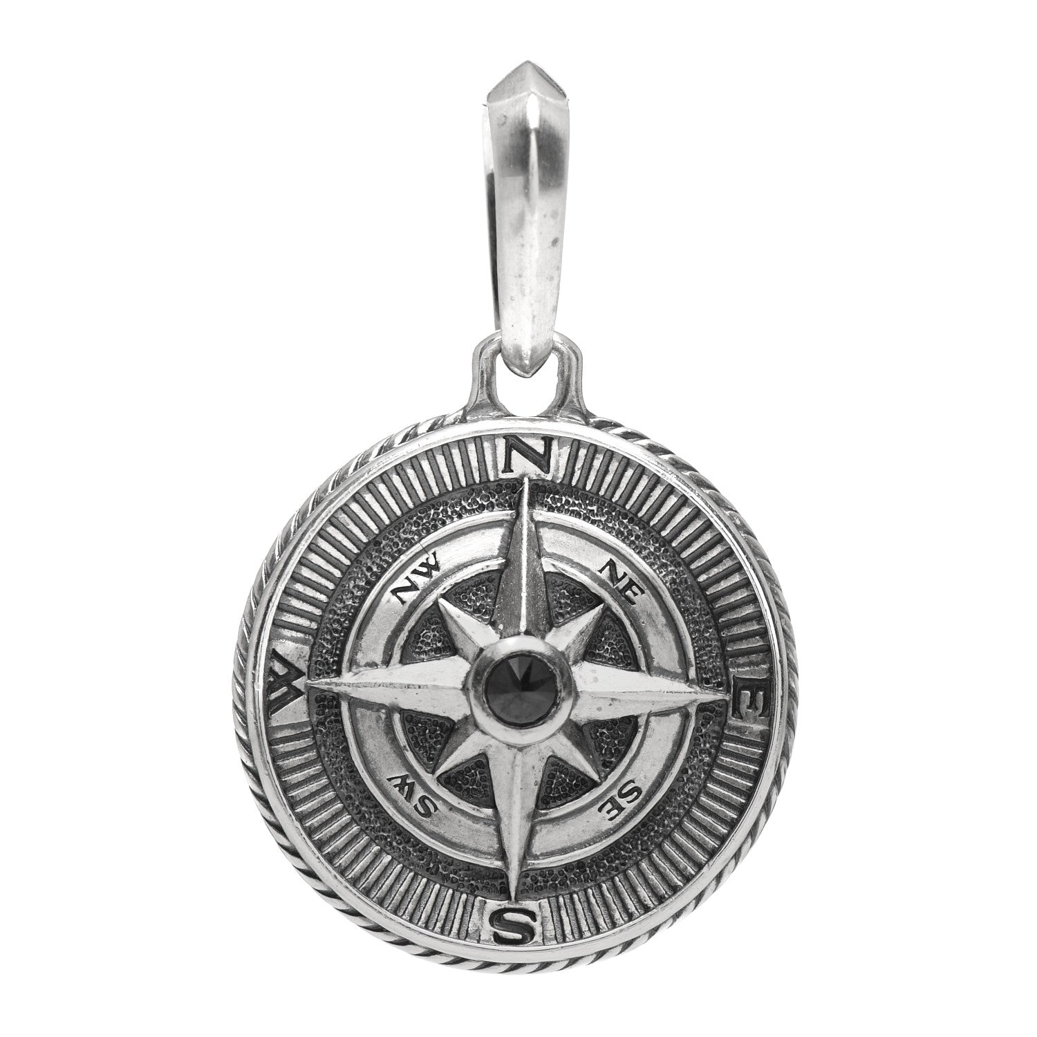 David Yurman Sterling Silver Black Diamond Maritime Compass Enhancer Pendant 1 of 3