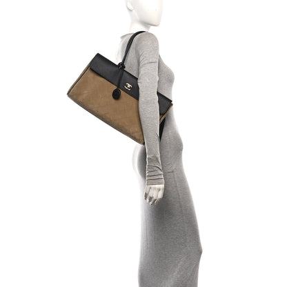 Chanel Grained Calfskin Suede Urban Essentials Shopping Bag Dark Beige Black 2 of 10