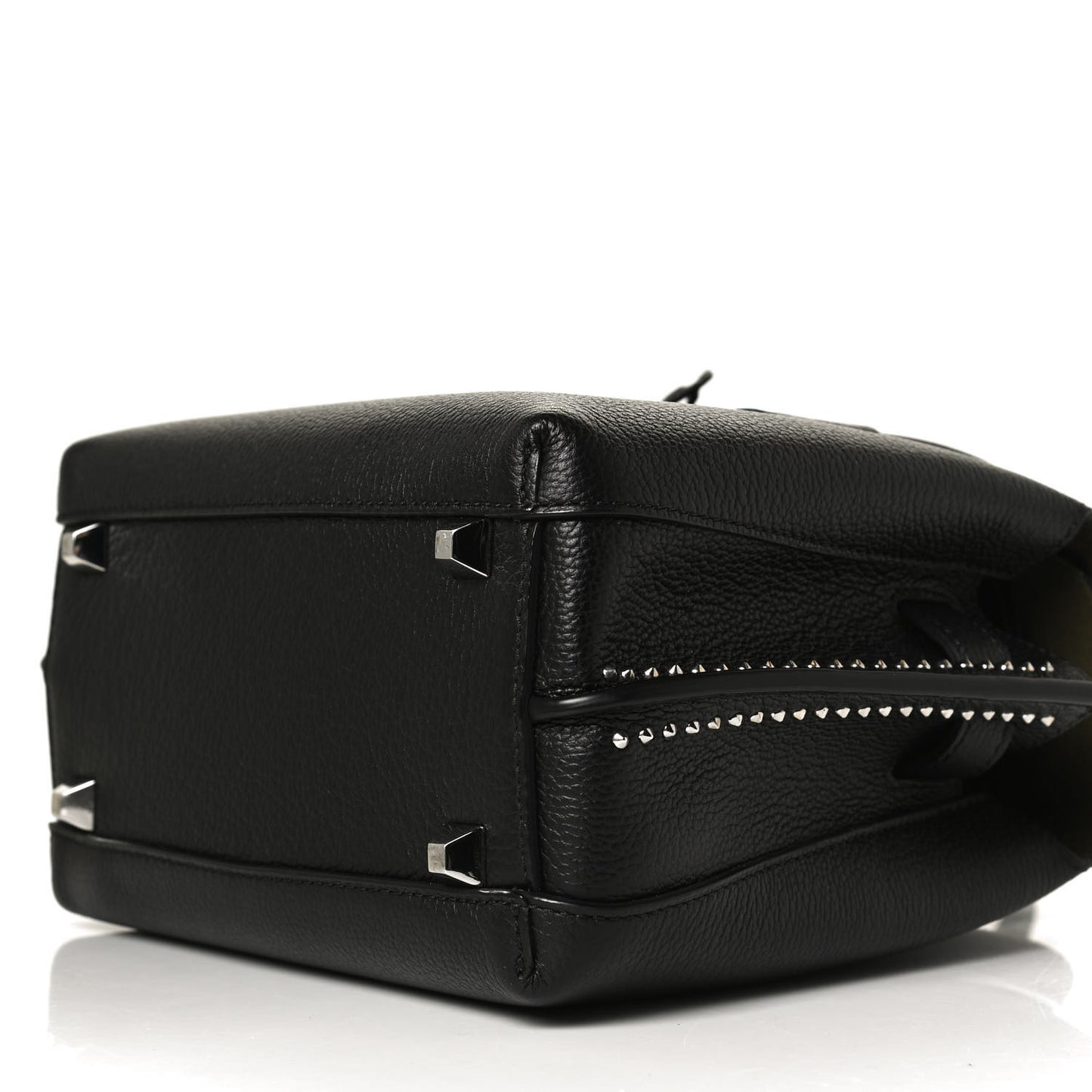 Grained Calfskin Studded Mini Milla Tote Black