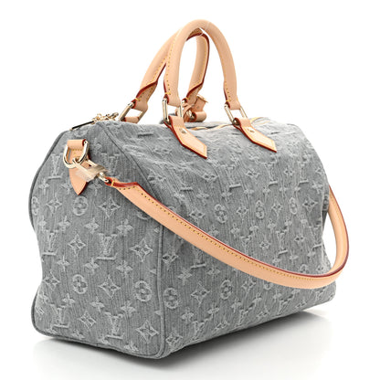 Louis Vuitton Monogram Denim Speedy Soft 30 Washed Gray 3 of 9