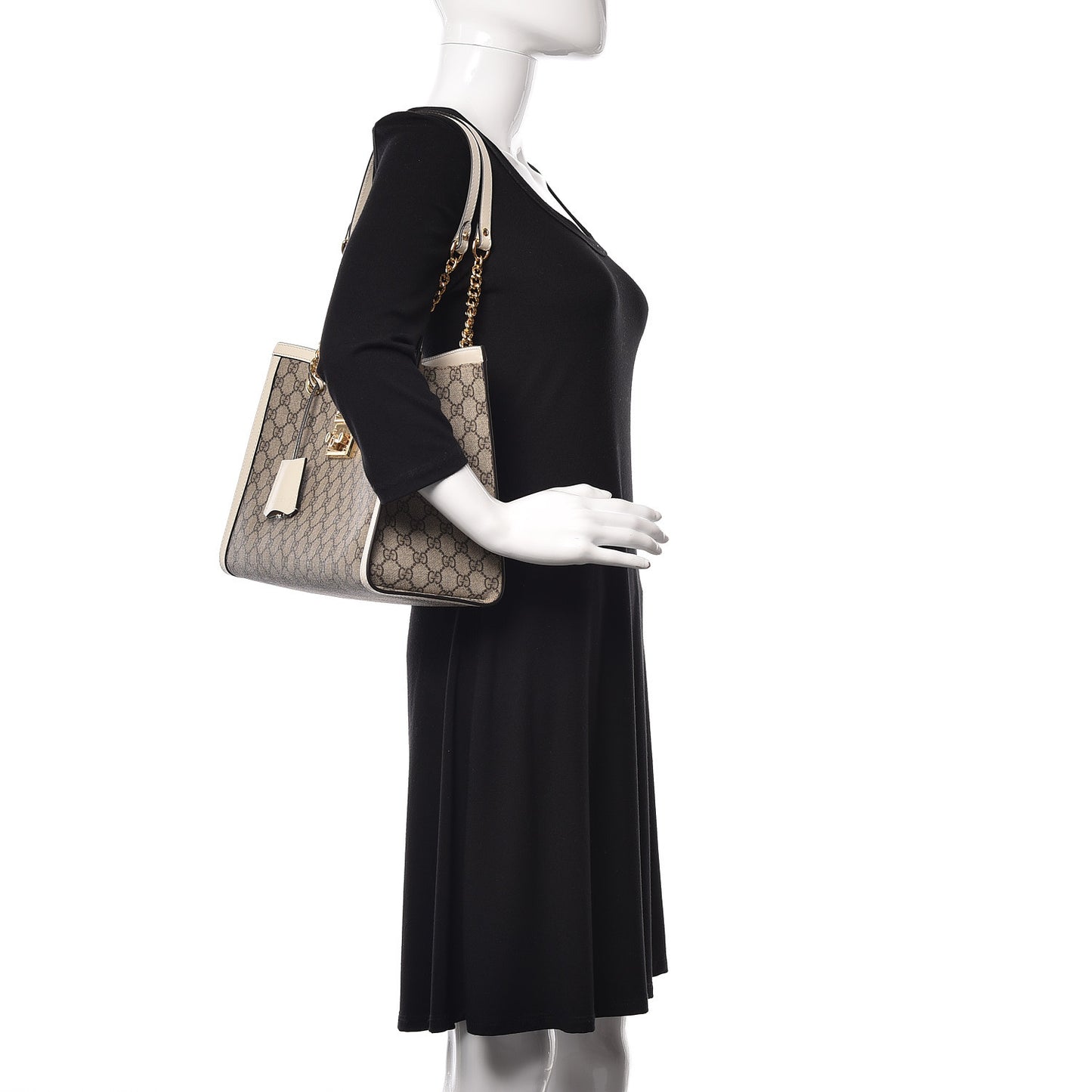 GG Supreme Monogram Medium Padlock Tote White