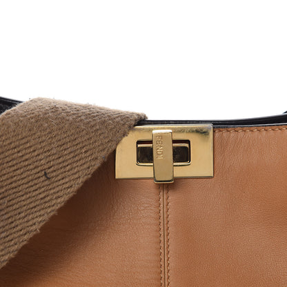 Fendi Vitello Seta Light Century Shearling FF 1974 Medium Peekaboo X-Lite Nocciolo Ebano Tobacco 12 of 12