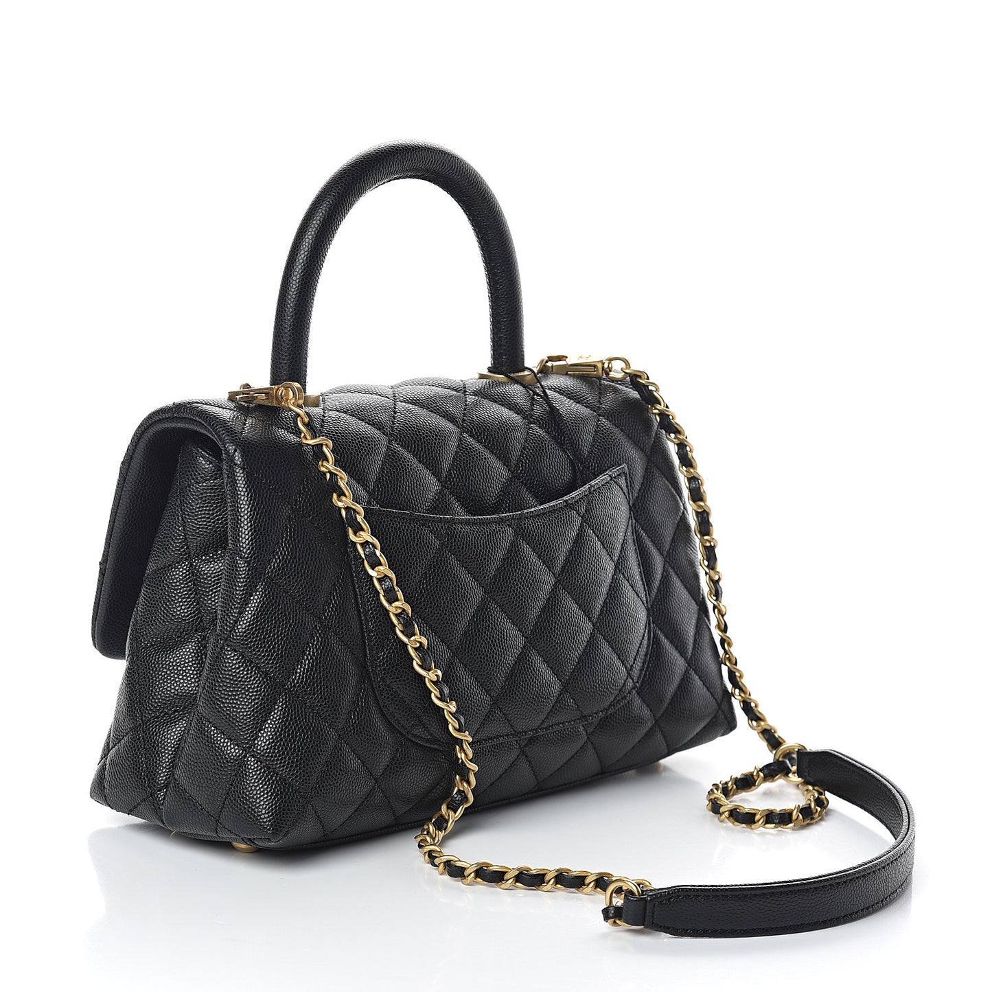 Caviar Quilted Mini Coco Handle Flap Black