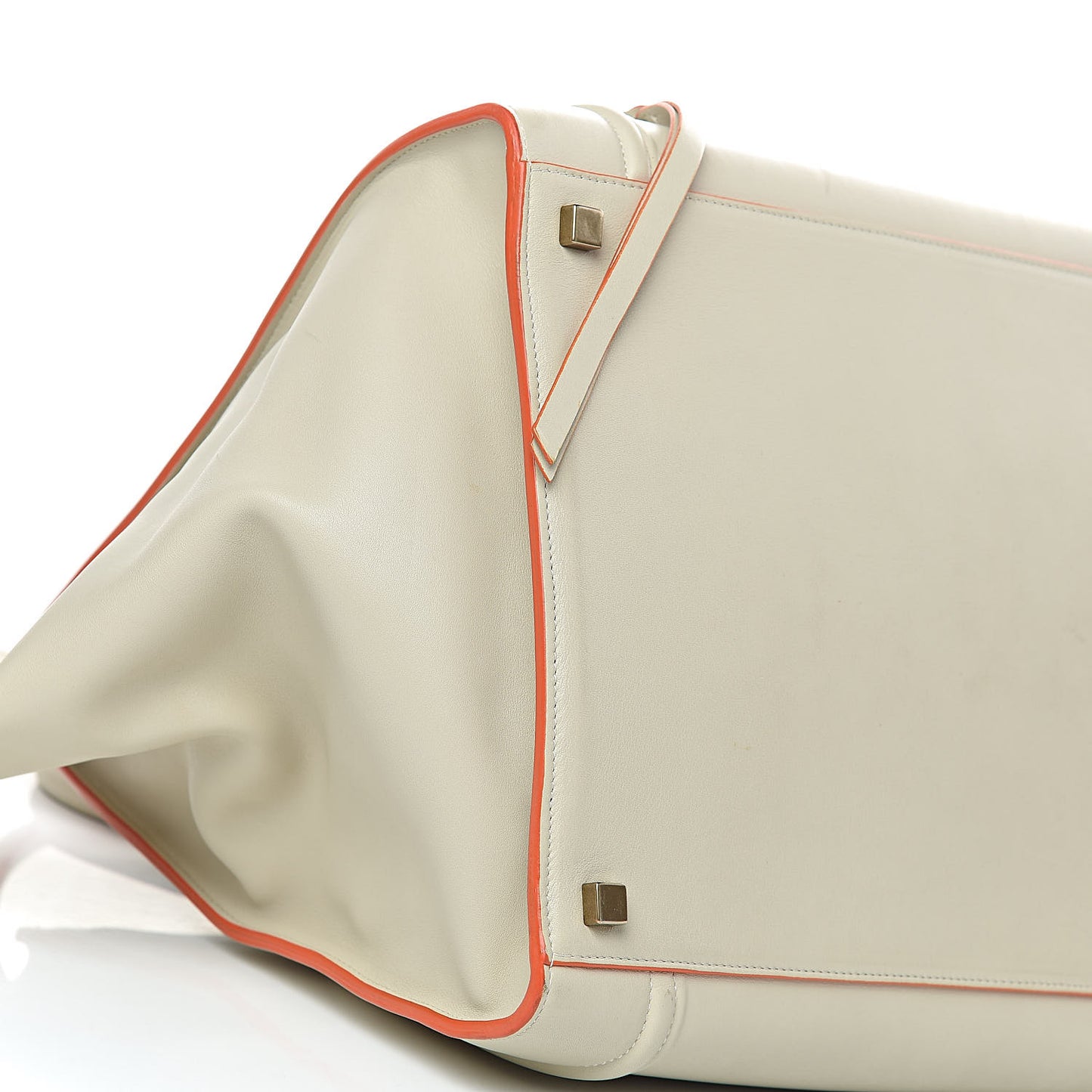 Smooth Calfskin Medium Phantom Luggage Chalk Orange Trim