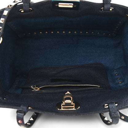 Valentino Garavani Denim Butterfly Embroidered Small Rockstud Tote Light Denim Multicolor 5 of 8