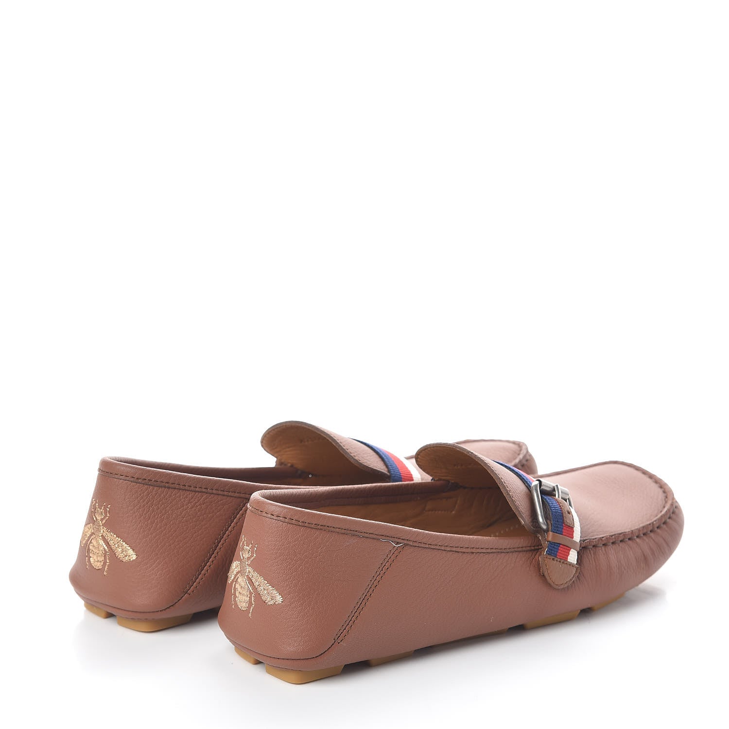Gucci Calfskin Web Mens Buckle Loafers 6 Brown 4 of 8