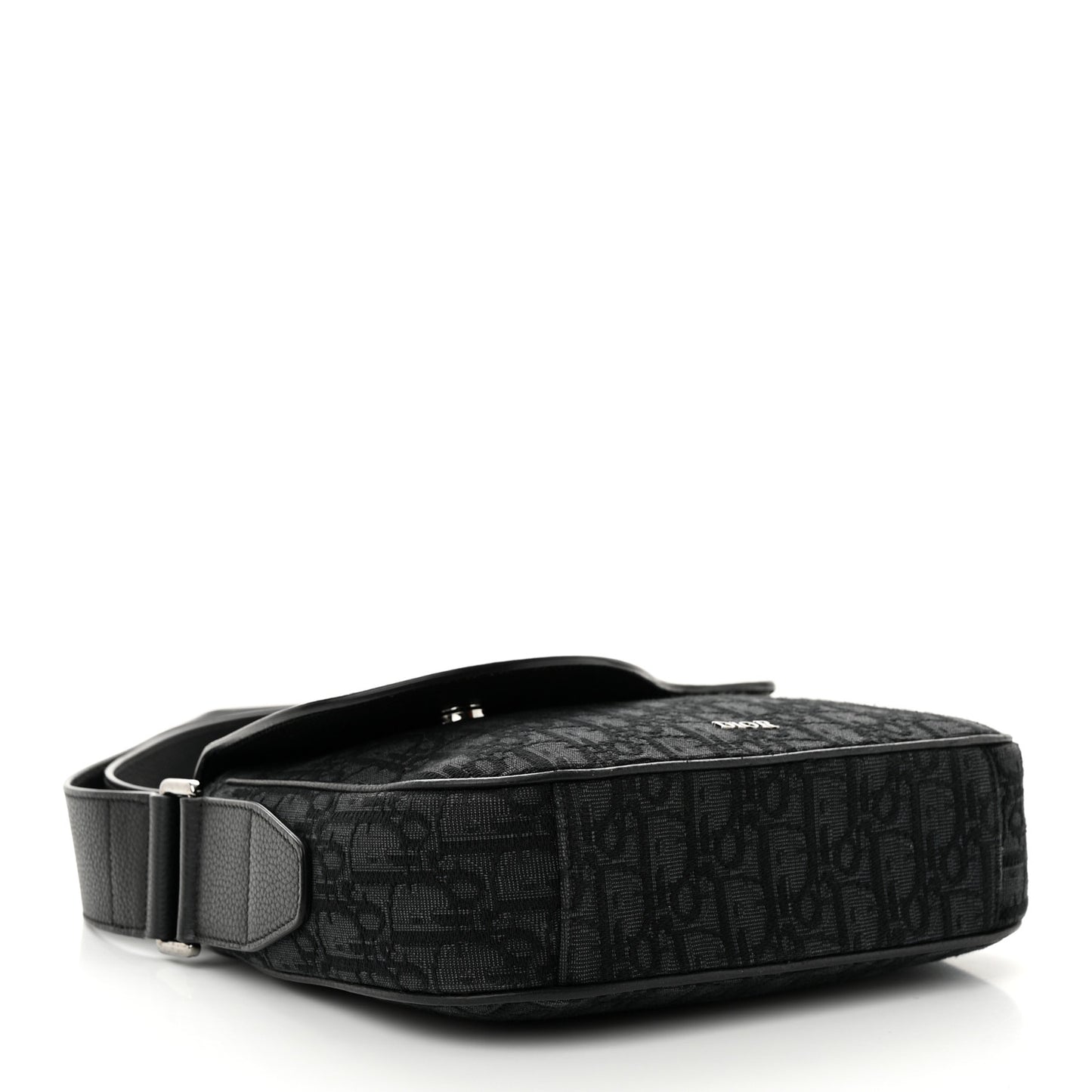 Grained Calfskin Oblique Mini Saddle Messenger Black