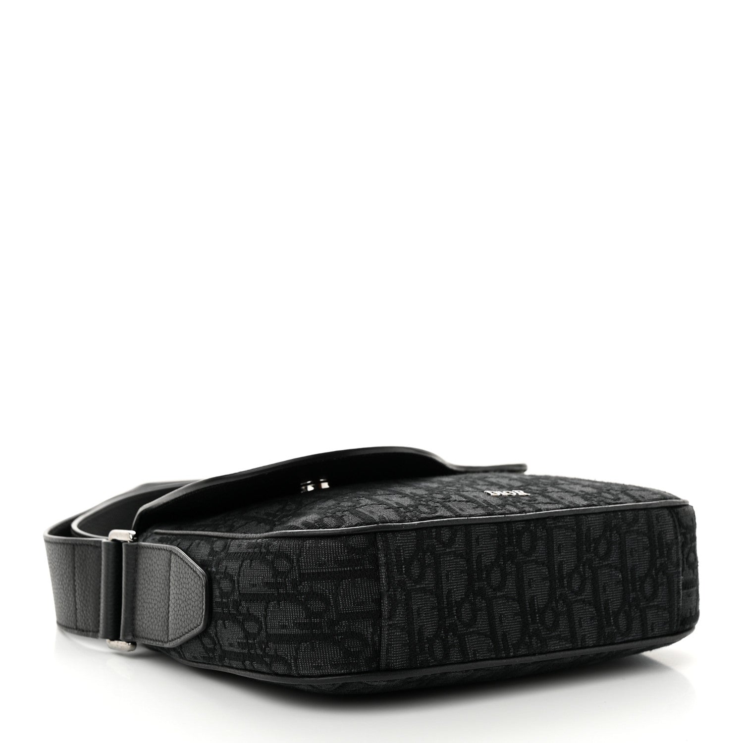 Christian Dior Grained Calfskin Oblique Mini Saddle Messenger Black 4 of 11
