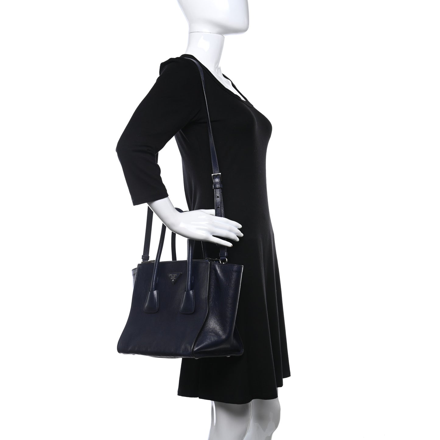 Glace Calf Small Twin Pocket Tote Baltico