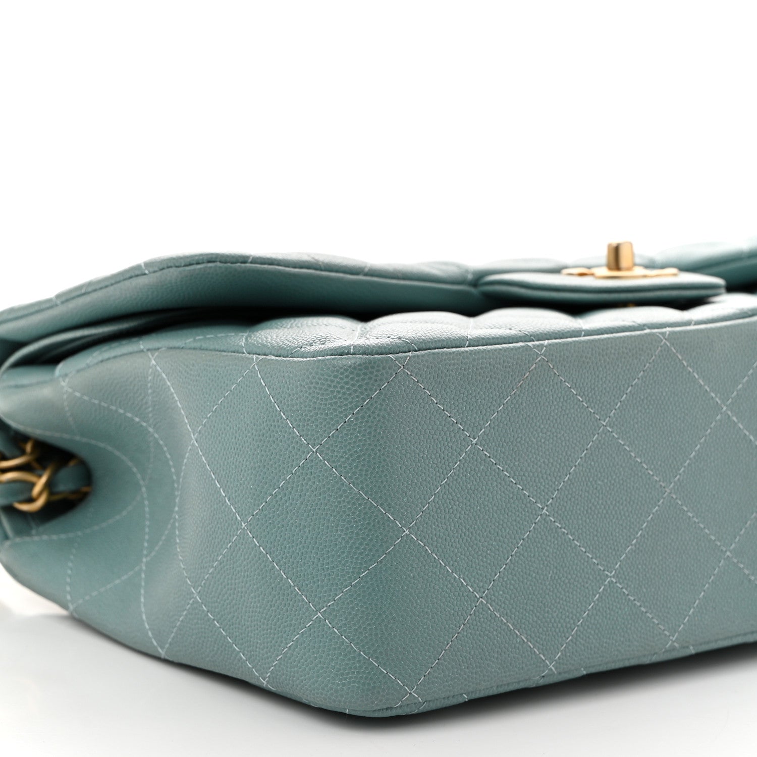 Chanel Iridescent Caviar Quilted Jumbo Double Flap Light Blue 9 of 10