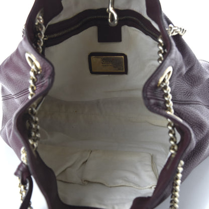 Gucci Pebbled Calfskin Medium Soho Chain Shoulder Bag Burgundy 5 of 11