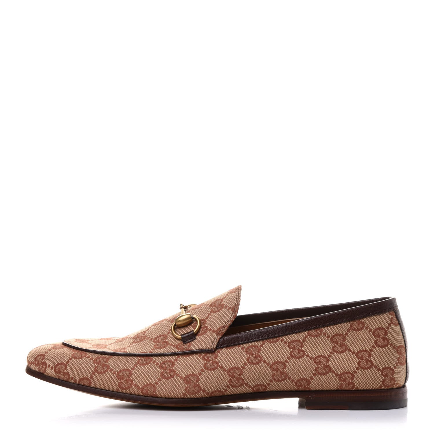 Gucci Canvas GG Monogram Horsebit Mens Jordaan Loafers 8 Beige Ruggine Light Brown 1 of 10