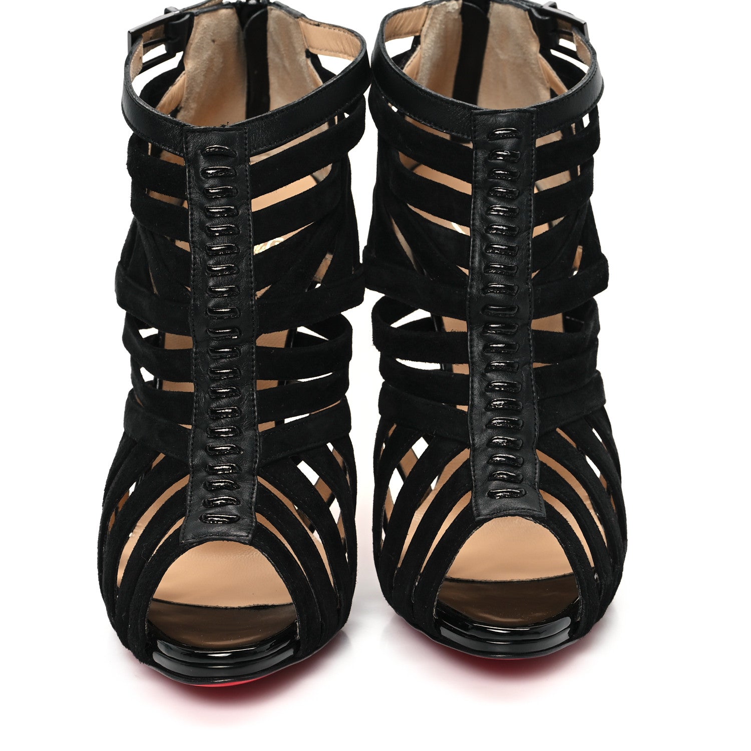 Christian Louboutin Suede Calfskin Patent Karina 120 Booties 39.5 Black 3 of 10