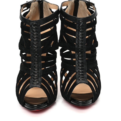 Christian Louboutin Suede Calfskin Patent Karina 120 Booties 39.5 Black 3 of 10