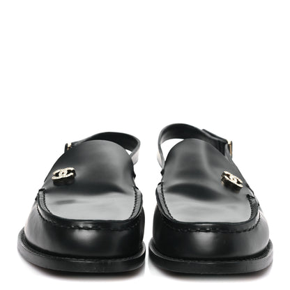 Chanel Calfskin Crystal Slingback Loafers 40 Black 3 of 9
