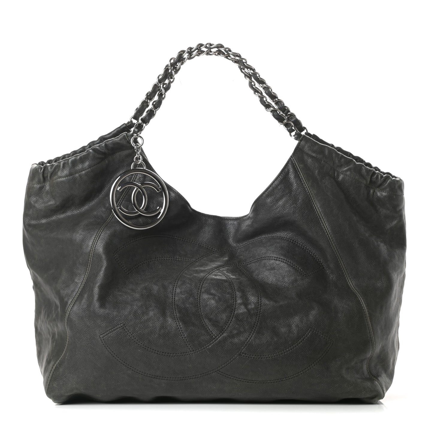 Distressed Caviar XL Coco Cabas Black