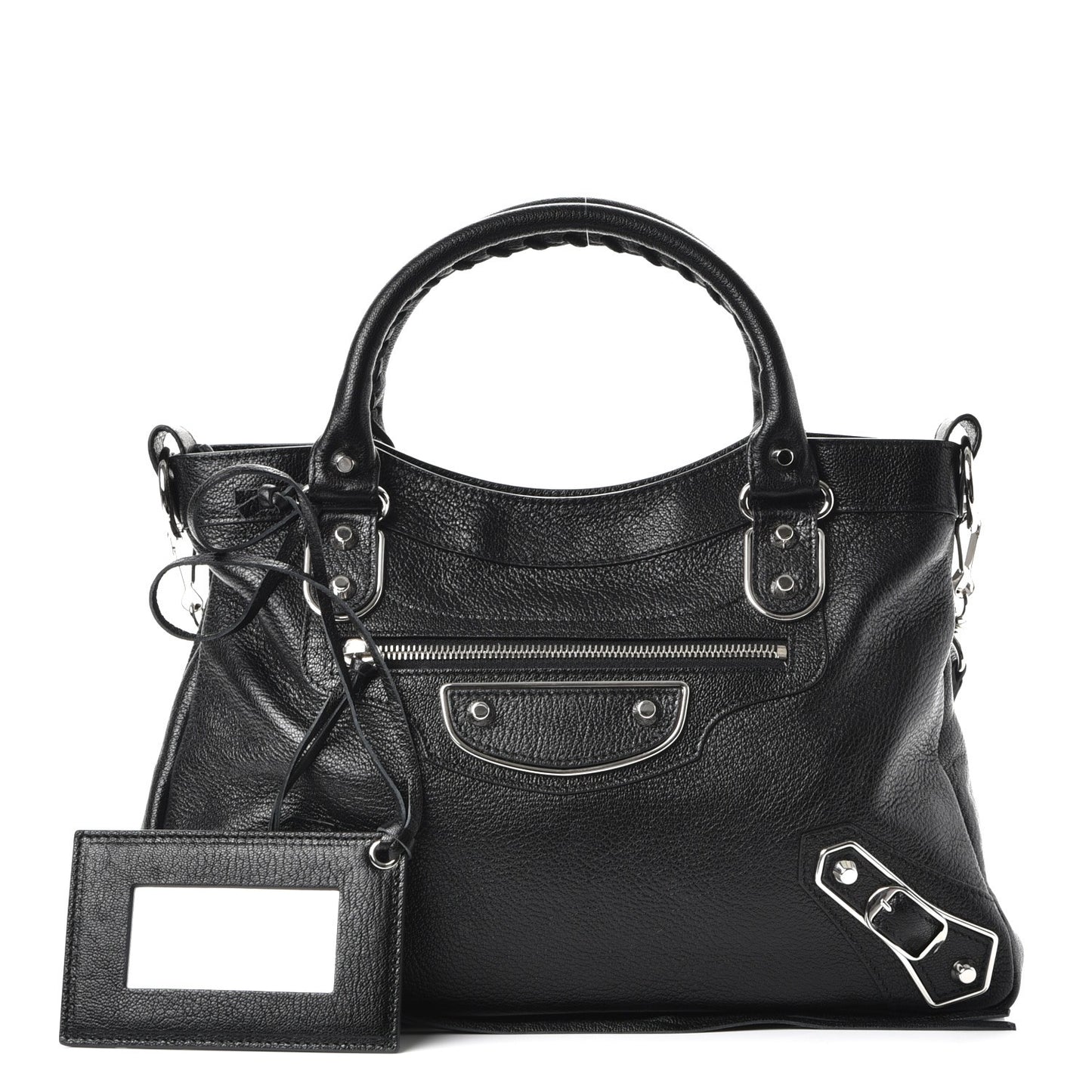 Chevre Silver Metallic Edge Hardware Town Black