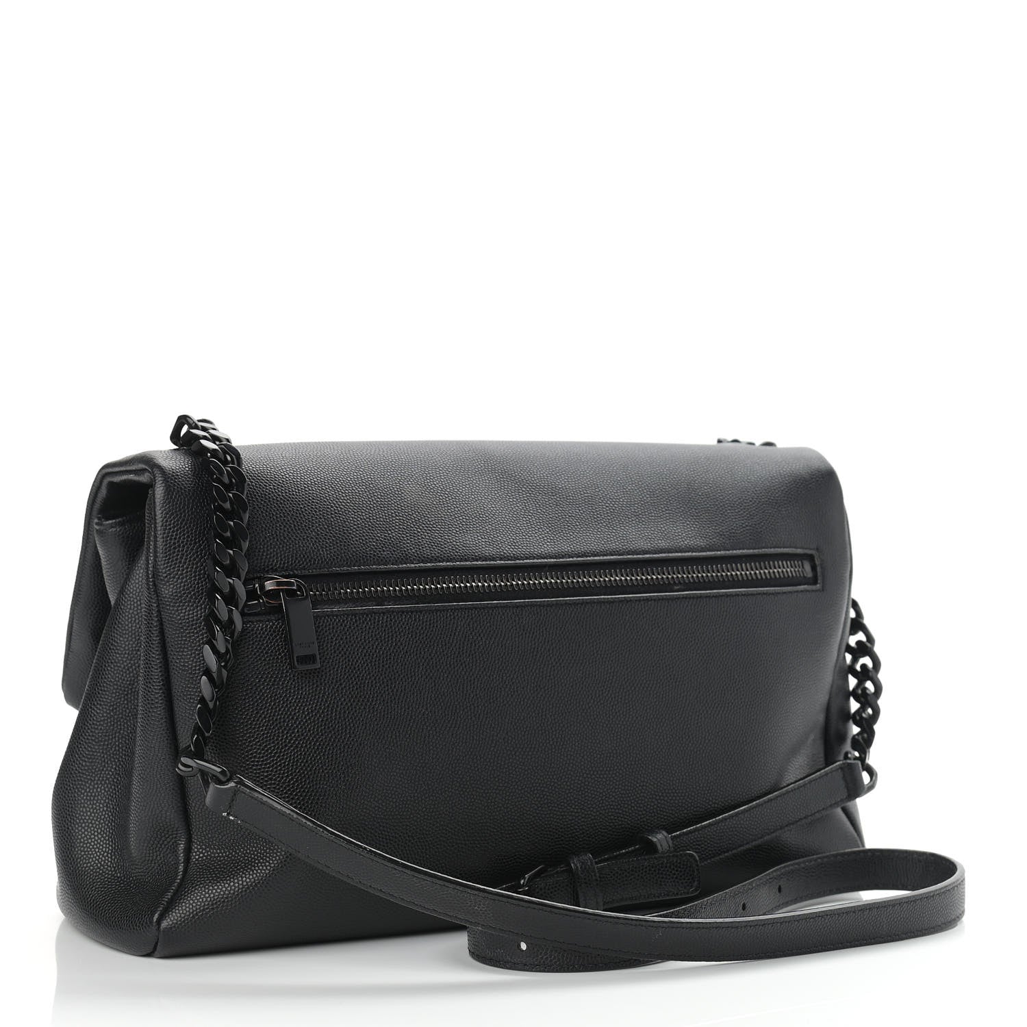 Saint Laurent Grain De Poudre Medium West Hollywood Monogram Fold-Over Black 3 of 18