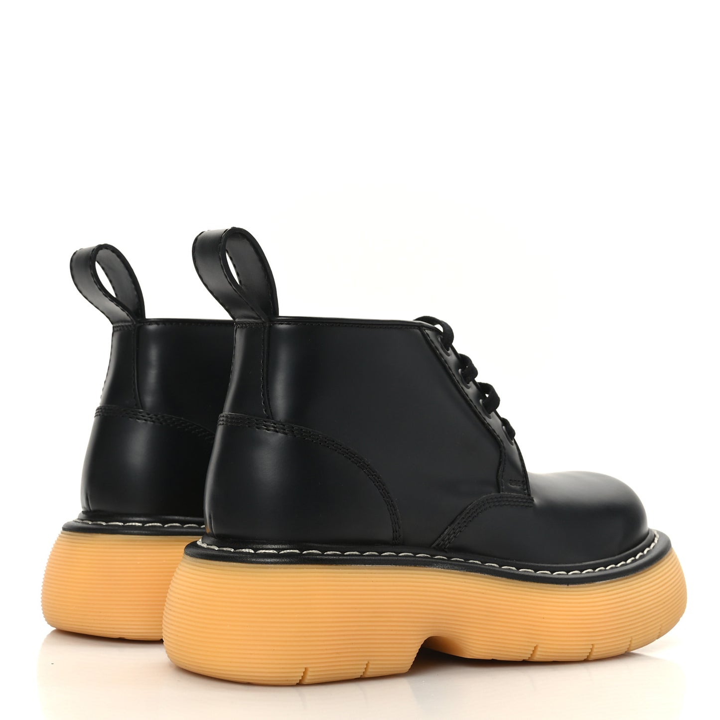 Calfskin The Swell Lace Up Ankle Boots 36 Black Natural Rubber