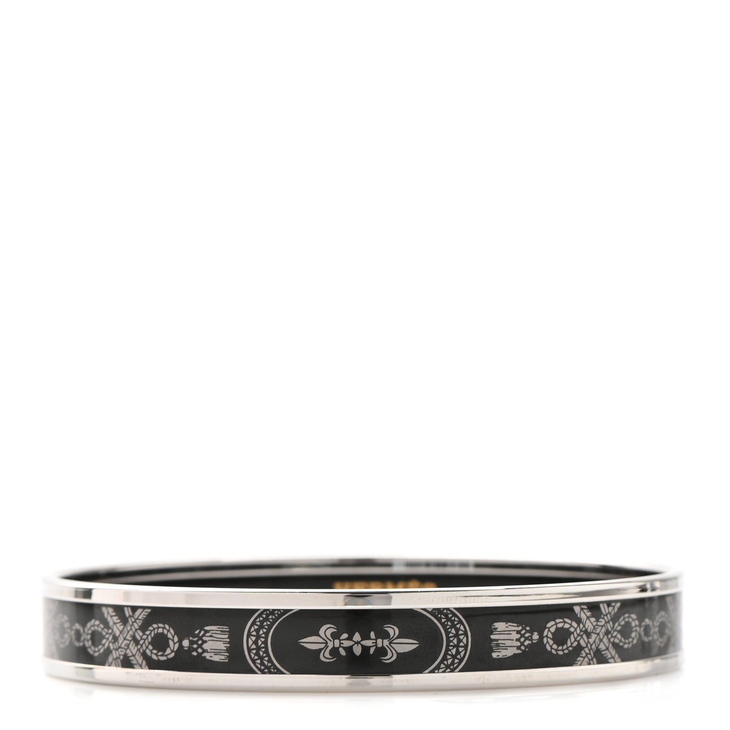 Hermes Enamel Printed Narrow Grand Apparat Bracelet Black 1 of 6