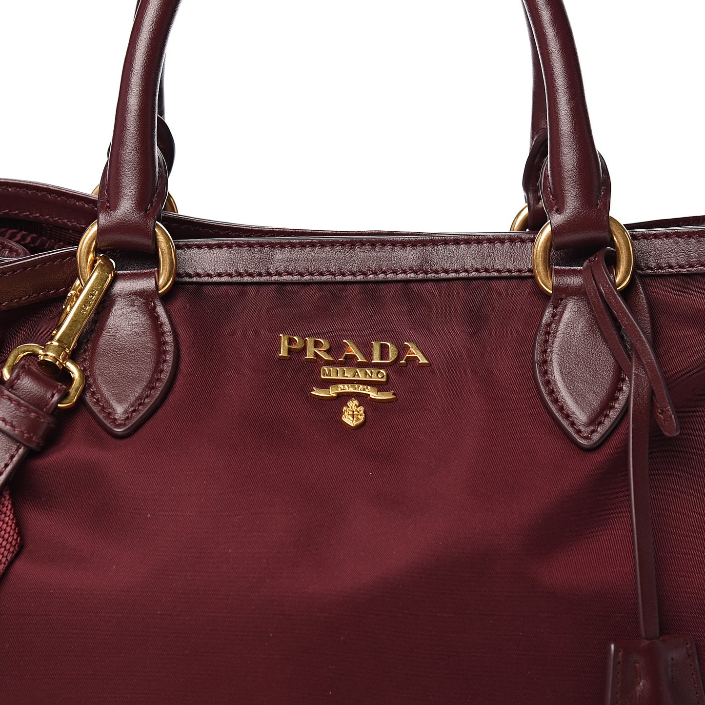 Tessuto Nylon Soft Calf Small Tote Granato