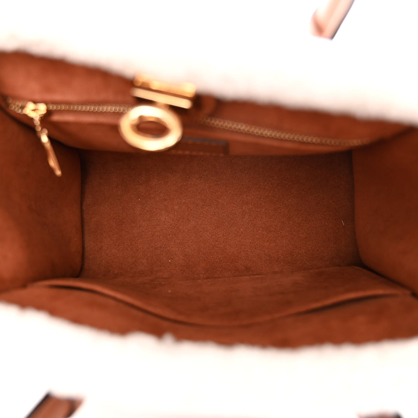 Grained Calfskin Shearling On My Side PM Caramel